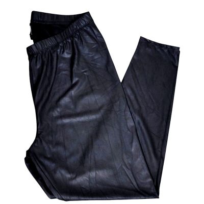 Torrid Leggings Womens Plus Size 18/20  Black Faux Leather Pull On Stretch Ankle