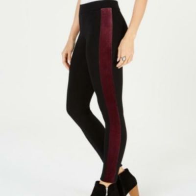 MSRP $50 Style & Co Velour-Stripe Pull-On Leggings Black Size Small