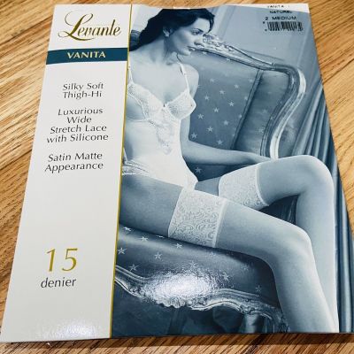 Thigh-Hi Lace Top Stockings Sz 2 Medium Naturel Levante Vanita