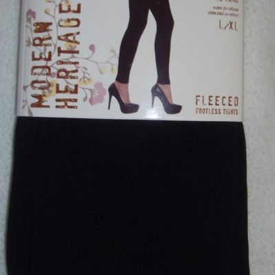 Black Modern Heritage Fleeced Footless Tights Ladies Fleece Lined Plush Warm NEW