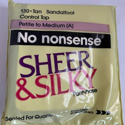 No Nonsense Sheer & Silky Control Top Pantyhose 130 Tan in Petite to Medium (A)