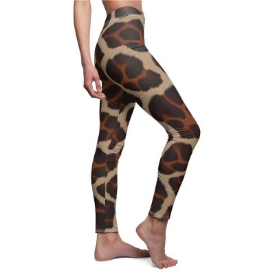Leggings, Safari Giraffe Print, Women's Casual Pants, Stretchy Workout