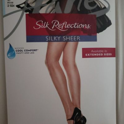 HTF Hanes Silk Reflections Sz. EF Jet Black Pantyhose NIP