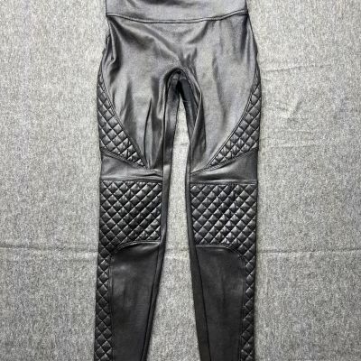 Spanx By Sara Blakely Faux Leather Pull Up Pants Leggings Size S Black/Gray