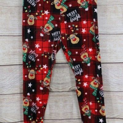 No Boundaries Womens Fleece Christmas Leggings Pants Plus Sz 2XL (19) Red