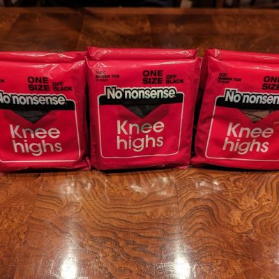 6 Pairs Of No Nonsense Knee Highs Tan (2)  & Off Black (4)  One Size Fits All