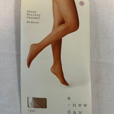 a New Day Women's Tights 20D Sheer High Waisted Caramel Size 1X/2X