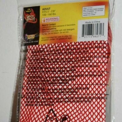 NIP RED Fishnet Stockings Sexy Devil  One Size Regular 90-160lbs  Pitch Fork
