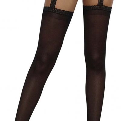 Dreamgirl Stretch Lace Suspender Garter Belt Pantyhose with Attached Sheer Thigh