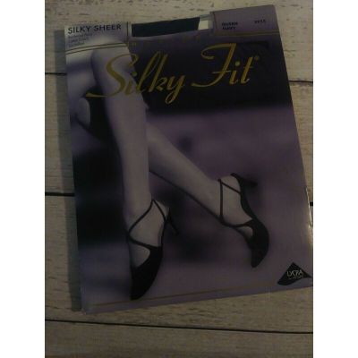 Silky Fit Pantyhose Size Queen Hosiery Sexy NAVY Sandalfoot Sheer Silky