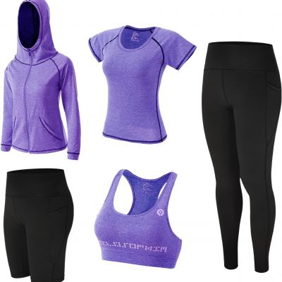 Women'S Workout Clothes Set Activewear 5Pcs Tracksuits for Fitness Yoga Running