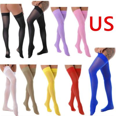 US Womens Sheer Thigh-High Stockings Hold Up Stockings Over Knee Pantyhose Socks