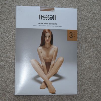 LOT OF 3 Wolford Women's Satin Touch 20 Pantyhose Tights L (14-16) Cosmetic