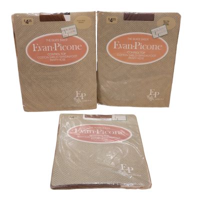 Vintage Evan Picone Panty Hose Silkee Sheer (2) Medium Beige and (1) New Gray