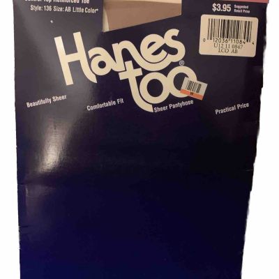 Vintage Hanes Too Control Top Reinforced Pantyhose AB Little Color 136