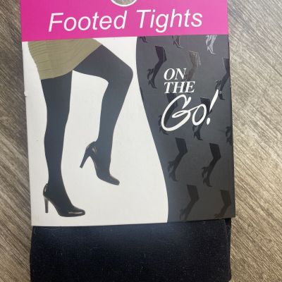 On The Go FOOTED TIGHTS size M BLACK 90perc Nylon 10perc Spandex