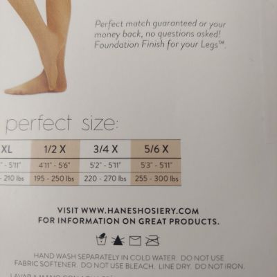 Hanes XL Pantyhose Perfect Nudes Micro Net Nude 3 NWT Size 5/6X Tummy Control