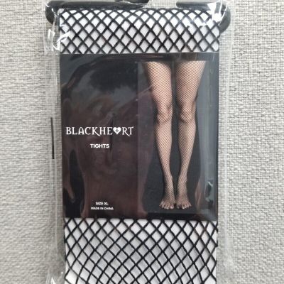 HOT TOPIC PLUS XL SIZE BLACK MEDIUM FISHNET FOOTED TIGHTS PANTYHOSE NEW IN BAG