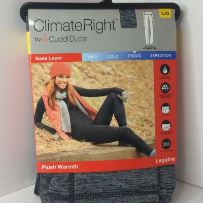 ClimateRight by Cuddl Duds Women Plush Warmth High Rise Fashion Leggings Large