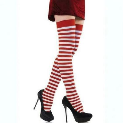 Stripped Leggings Red & White - Christmas Knee Highs