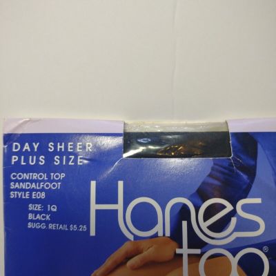 Hanes Too Womens Day Sheers Plus Collection Black Control Top Size 1Q