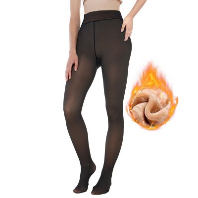 EXQUISLIFE Fleece Lined Tights Sheer Women - Fake Translucent Warm Pantyhose ...