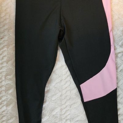 Shein Black And Pink 0XL Liquid Shiny Leggings