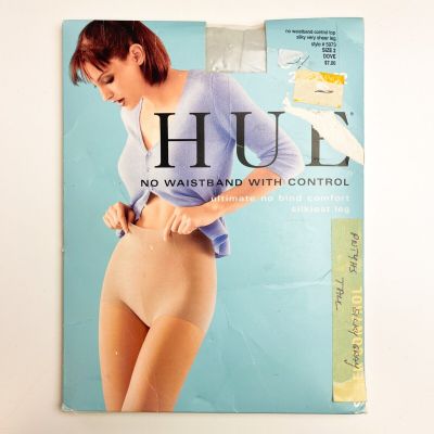 Vintage HUE No Waistband w Control Pantyhose - Size 2 - Dove 5973 Gray