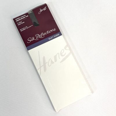 2 Pairs HANES Silky Sheer Reinforced Toe KNEE HIGHS Barely Black Style 775