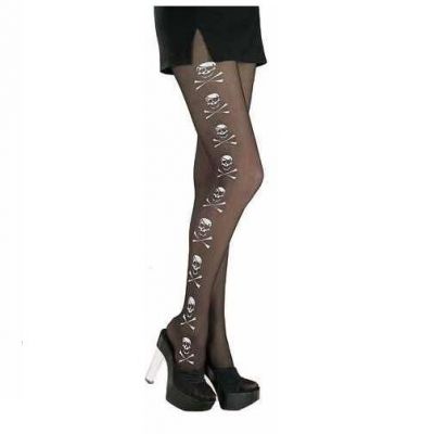 NEW Skull and Cross Bones Pirate Tights Halloween Stockings Pantyhose Adult
