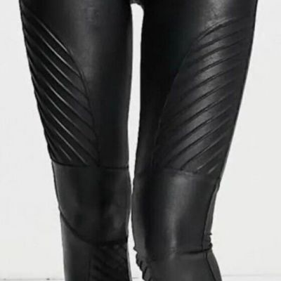 SPANX Faux Leather Shiny MOTO LEGGINGS 20136R BLACK Size XL Extra Large