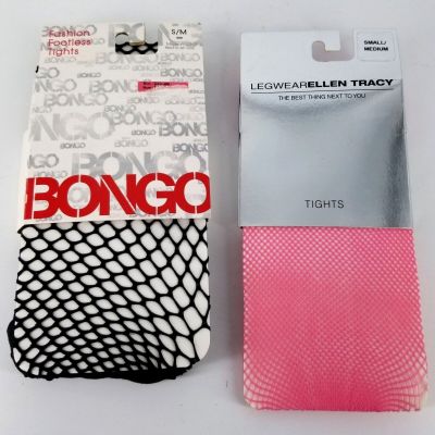 Bongo Tights S/M 2 Pcs Mesh Fishnet Black Pink Dress Gothic Punk Alt Cosplay