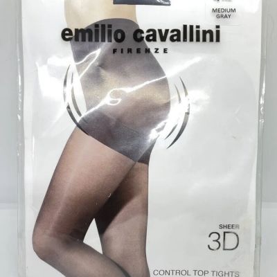 Emilio Cavallini Women's Med Gray Solid Sheer 3D Control Top Tights Size Large