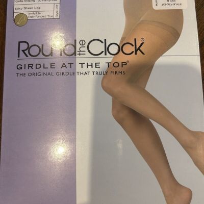 Round The Clock Girdle At The Top Nylon Stockings Size D Black