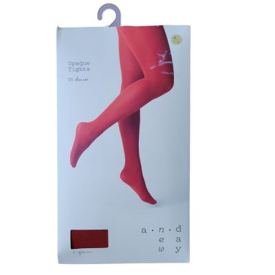 A New Day Women's Opaque Tights Salsa Red Size M/L Nylon Spandex New One Pair.
