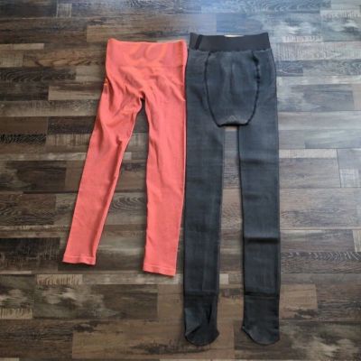 Thermal Pants And Tights Fleece Women's small/medium Orange black