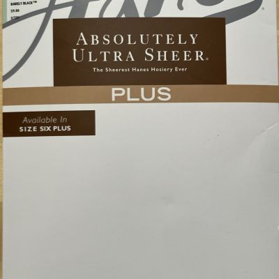 HANES PANTYHOSE ABSOLUTELY ULTRA SHEER  Four-Five Plus Barely Black Control Top