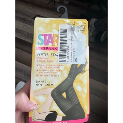 Star Power by Spanx Ribbed row Shaping Tights Size G BLACK NEW