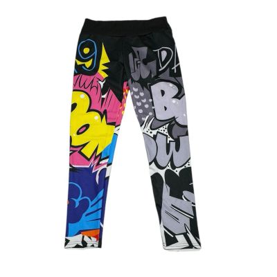 Unique Graffiti Printed Yoga Pants Stretchy Pilates Workout Fitness Womens XL