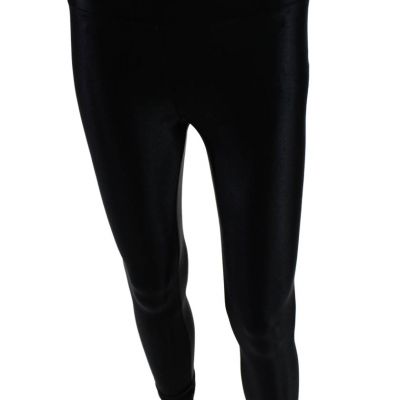 Koral Womens Shiny Black Pull On Crop Pants Leggings Size S