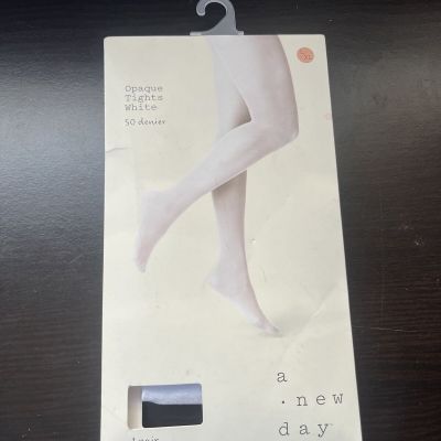 NWT A New Day 50D Women's Opaque Tights White Size L XL