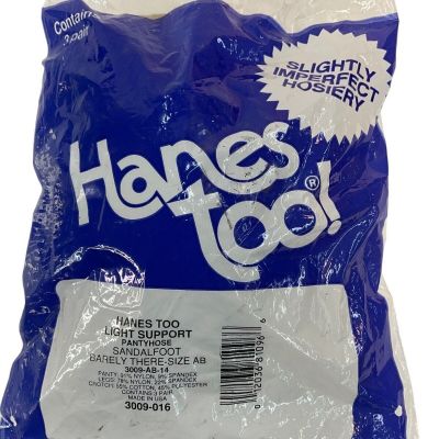 Hanes Too Light Support Pantyhose Barely There Size AB Made in USA