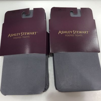 Ashley Stewart (2pair) gray Footed Tights ($10. tag each) sz:2X NEW
