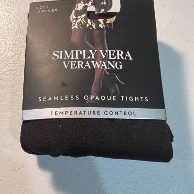 Vera Wang Simply Vera  Super Opaque Seamless Tight Black- Size 3- NEW IN PACKAGE