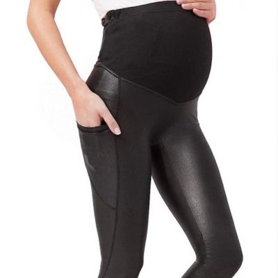 Tagoo Maternity Leggings Over The Belly Black Pockets Spanx Style Size M