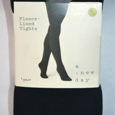 A New Day Fleece Lined Black Tights Size M/L - NEW in package