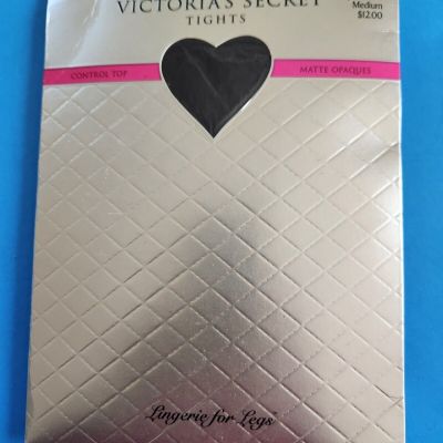 NEW Victoria's Secret Jet Black Medium Tights Fontrol Top Matte Opaque