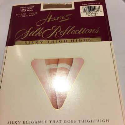 WOMEN HANES SILK REFLECTIONS LITTLE COLOR SHEER THIGH HIGH STOCKINGS SIZE AB