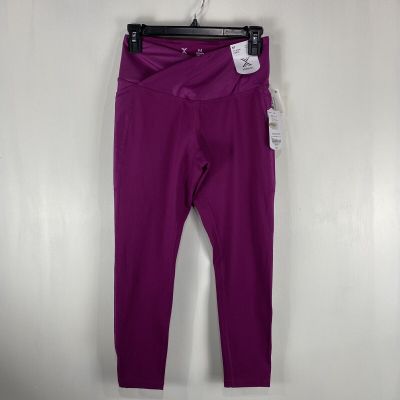 Xersion 7/8 Ankle Criss Cross Stretchy Workout Leggings Purple Size Medium (NWT)