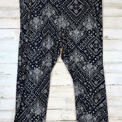 FRENCH LAUNDRY Soft Knit Black & White Capri Leggings Womens Size 2X